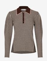 STINE GOYA - Soft Rib, Long Sleeve Knit Polo - Marškinėliai ilgomis rankovėmis - Ruda