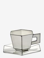Serax - Cappuccino Cup + Saucer White/Black - Kavos puodelis - Balta
