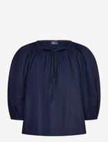 Polo Ralph Lauren - Shirred Cotton Shirt - Marškinėliai ilgomis rankovėmis - Tamsiai mėlyna