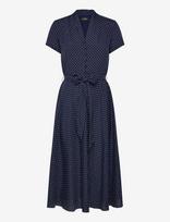 Lauren Ralph Lauren - Polka-Dot Belted Crepe Dress - Iki kelių ir midi suknelės - Tamsiai mėlyna