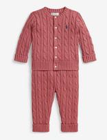 Ralph Lauren Baby - Cable-Knit Cotton Cardigan & Pant Set - Bodžių rinkinys - Rožinė