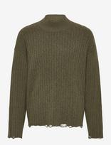Weekday - Distressed Ribbed Mock-Neck Sweater - Golfo kelnės - Chaki spalva