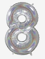 IPK - Number Foil 8 Hologram Silver 70 Cm - Vaikų gimtadieniui - Sidabro