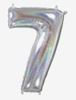 IPK - Number Foil 7 Hologram Silver 70 Cm - Vaikų gimtadieniui - Sidabro