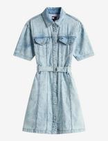 Tommy Jeans - Belted Ss Trucker Denim Dress - Trumpa suknelė - Mėlyna