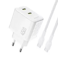Dudao A28PCEU 45W GaN USB-C įkroviklis su 1 m USB-C laidu - Baltas
