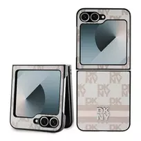 DKNY DKHCZF6PCPTSSP Apsauginis Dangtelis Samsung Galaxy Z Flip 6 - Rožinis languotas raštas su dryžiais