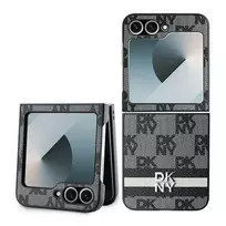 DKNY DKHCZF6PCPTSSK Apsauginis dėklas Samsung Galaxy Z Flip6 F741 / Z Flip7 FE, juodas languotas raštas su dryžiais