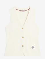 Tommy Hilfiger - Co Full Needle Slim Vest - Megzta liemenė - Kreminė spalva