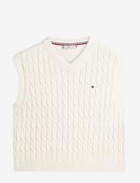 Tommy Hilfiger - Co Cable Mid Gg V-Nk Vest - Megzta liemenė - Kreminė spalva