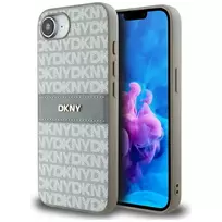 DKNY Repeat Texture Pattern with Tonal Stripe Case for iPhone 16e / 17e Beige