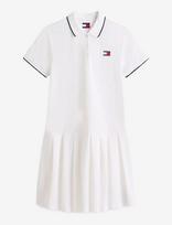 Tommy Jeans - Tjw Badge Pleat Pique Dress Ext - Sportinė suknelė - Balta