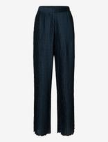 Selected - Slfelma Hw Wide Plisse Pant B - Plačios kelnės - Tamsiai mėlyna