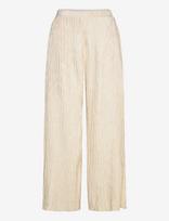 Selected - Slfelma Hw Wide Plisse Pant B - Plačios kelnės - Kreminė spalva