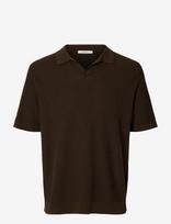 Selected - Slhmattis Ss Linen Blend Struc Polo Noos - Marškinėliai trumpomis rankovėmis - Ruda