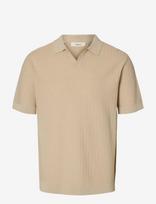 Selected - Slhmattis Ss Linen Blend Struc Polo Noos - Marškinėliai trumpomis rankovėmis - Smėlio