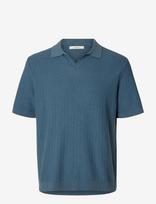 Selected - Slhmattis Ss Linen Blend Struc Polo Noos - Marškinėliai trumpomis rankovėmis - Mėlyna