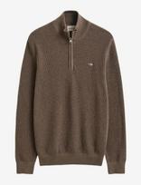 Gant - Waffle Knit Half-Zip Sweater - Megztinis su užtrauktuku - Ruda