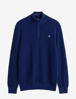 Gant - Waffle Knit Half-Zip Sweater - Megztinis su užtrauktuku - Tamsiai mėlyna