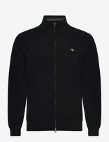 Gant - Waffle Knit Zip Cardigan - Megztinis su užtrauktuku - Juoda