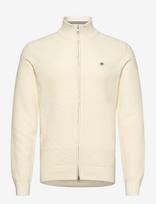 Gant - Waffle Knit Zip Cardigan - Megztinis su užtrauktuku - Kreminė spalva
