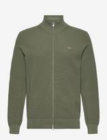 Gant - Waffle Knit Zip Cardigan - Megztinis su užtrauktuku - Chaki spalva