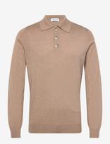 Davida Cashmere - Man Fine Knit Collar - Polo marškinėliai ilgomis rankovėmis - Smėlio