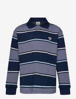Hummel - Hmljr Loose Striped Polo L/S - Ilgarankoviai polo marškinėliai - Tamsiai mėlyna