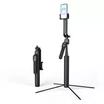 Premium Selfie Stick Wozinsky WST-360YS 1,8 m su trikojo funkcija, automatiniu 360° AI veido sekimu, gestų valdymu - Juoda