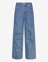 Selected - Slfwide Agathe Mw Baggy Pleated Jeans - Platūs džinsai - Mėlyna