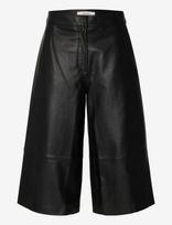 Selected - Slfgigi Hw Leather Culottes - Odinės tamprės-kelnės - Juoda