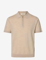 Selected - Slhtray Ss Knit Half Zip Polo Noos - Megztinis su užtrauktuku - Smėlio