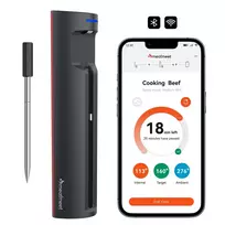 Meatmeet Pro Smart Kitchen Thermometer with Bluetooth/WiFi App for Grill Oven Smoker - Black