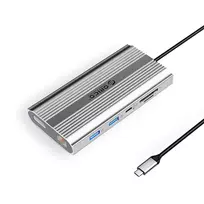 ORICO XDR 12-in-1 USB-C Docking Station, 2x HDMI 4K 60Hz, DisplayPort 4K 60Hz, RJ45 Gigabit, PD 100W, SD/microSD Card Reader, Silver