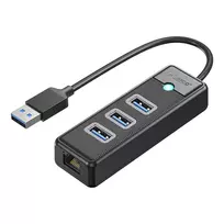 ORICO PW3UR25-U3 4-Port USB Hub su 3x USB-A 3.0 ir 2.5G Ethernet, 1m kabelis, juoda