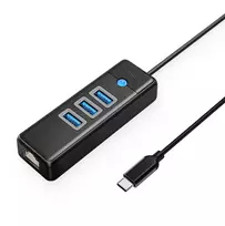 ORICO PW3UR25-C3 USB-C Hub 4-Port 3x USB-A 3.0 1x RJ45 2.5G Ethernet 1.8m Juodas