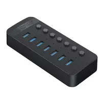 ORICO CT2U3-7AB USB 3.0 Hub su 7 USB-A prievadais ir atskirais jungikliais - Juoda