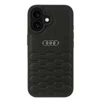 Audi Synthetic Leather Hard Case, skirta iPhone 16 6.1 colio – juoda
