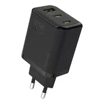 Dudao A29 65W GaN sieninis įkroviklis 2x USB-C + 1x USB-A juodas