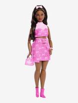 Barbie - Deluxe Style Fashion Doll #10 In Pink Denim Top & Skirt Set With Bow Print, Black Hair - Lėlė - Rožinė