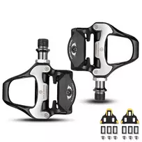 ROCKBROS LP-RD2BK plento dviračio pedalai Shimano SPD-SL suderinami su geltonais kaladėlėmis - juoda sidabrinė