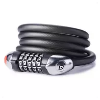 ROCKBROS RKS531 5 skaitmenų kombinacinis dviračio spynos su LED šviesa, 120 cm pintas plieninis trosas, juoda