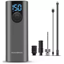 ROCKBROS elektrinis dviračio siurblys su LED ekranu, USB-C įkrovimu, 150 PSI, Presta/Schrader/Dunlop, juodas