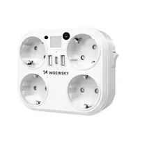 Wozinsky WRS-2B 4 AC lizdų, 2 USB-A, 2 USB-C, 4000 W, LED lempa, 2 m laidas ilgintuvas - baltas