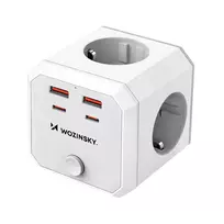 Wozinsky WKZ-4B Power Cube 4x AC 2x USB-A 2x USB-C PD 20W 4000W Baltas