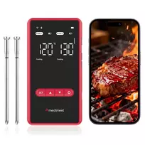 METAPEN Meatmeet X Pro Bluetooth/Wi-Fi virtuvės termometras su programėle kepsninei, orkaitei, rūkyklai - juodas