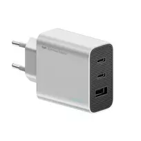 Cuktech 65W GaN sieninis įkroviklis su 2x USB-C ir 1x USB-A - pilka