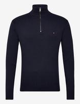 Tommy Hilfiger - Pima Ctn Cash Structure Zip Mock - Megztinis su užtrauktuku - Tamsiai mėlyna