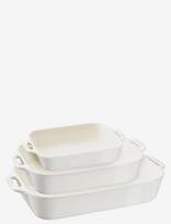 STAUB - Set Med Ivory White Rektangulära Ugnsformar 3-Delar - Troškintuvas - Balta