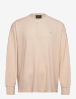 Timberland - Waffle Henley Ls Polo - Marškinėliai ilgomis rankovėmis - Kreminė spalva